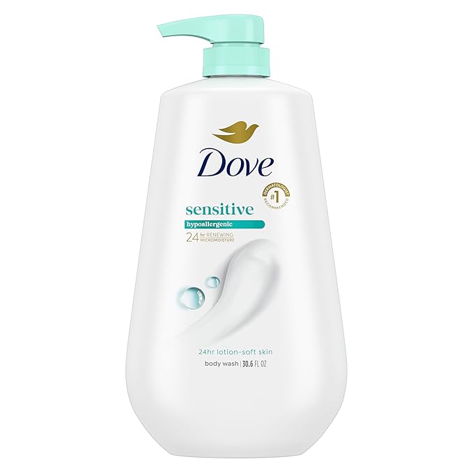 Dove Dove Body Wash with Pump Sensitive Skin For 24hr Lotion-Soft Skin Moisturizing Skin Cleanser Gentle Hypoallergenic Formula with No Sulfates No Parabens 30.6 oz Korean face wash