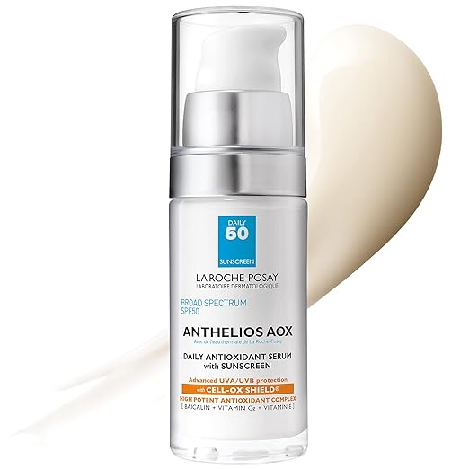 La Roche-Posay Anthelios AOX Daily Antioxidant Serum with SPF, Face Moisturizer with Sunscreen and Vitamin C & E, Oil Free Face Sunscreen for Sensitive Skin, Moisturizing Sun Protection Sunscreen