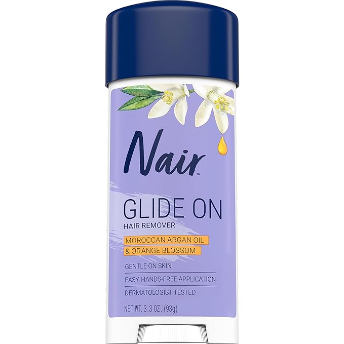 Nair Nair Glide On Hair Removal Cream, Arm, Leg, and Bikini Hair Remover, Depilatory Cream, 3.3 Oz Stick Moisturiser