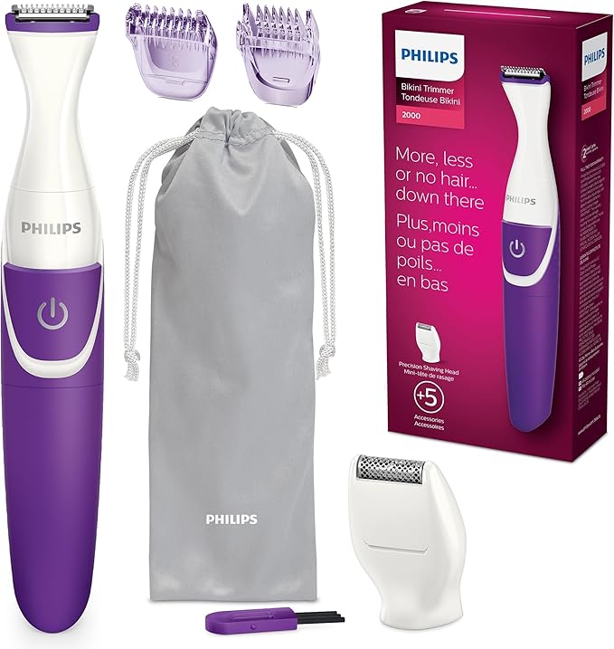 Philips Philips Beauty Bikini Genie Cordless Trimmer for Bikini Line Hair Removal, with Shaving Head and Comb, BRT383/50 skincare