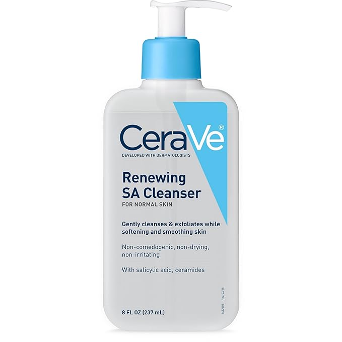 CeraVe CeraVe Renewing Salicylic Acid Cleanser, Formulated With Hyaluronic Acid, Niacinamide, & Ceramides, Gentle BHA Exfoliating Face Wash Smooths & Softens Skin, Non Comedogenic & Fragrance Free, 8 Ounce Exfoliator