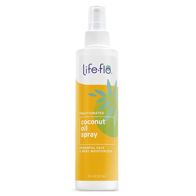 LIFE-FLO Life-Flo Fractionated Coconut Oil Spray - Liquid Coconut Oil for Skin, Hair and Nails, Lightweight Face Oil, Body Moisturizer, Cuticle Oil, Hypoallergenic, 60-Day Guarantee, Not Tested on Animals, 8oz Moisturiser