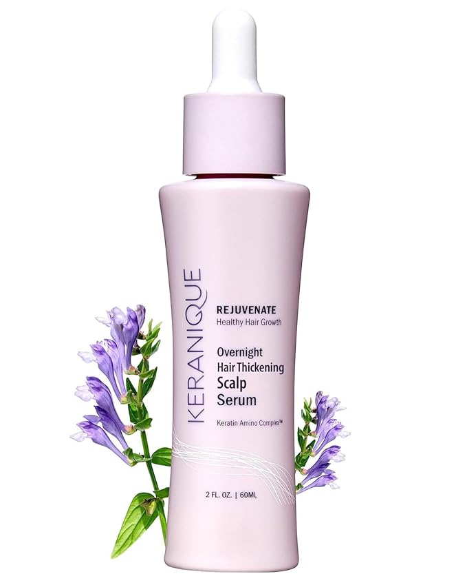 Keranique Keranique Overnight Hair Serum - Improves Growth Conditions for Thinning Hair - Hydrates Frizzy and Damaged Hair - Keratin Enriched for Women - 2 oz Exfoliator