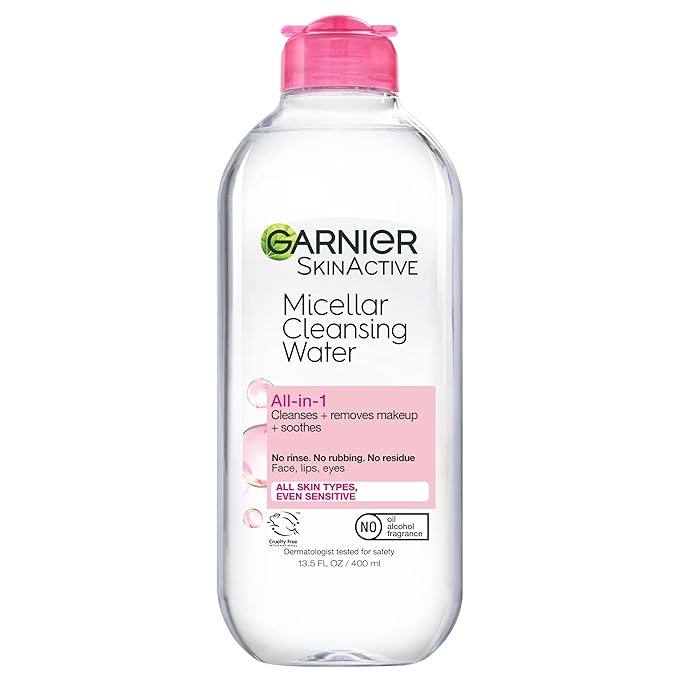 Garnier Garnier Micellar Water, Hydrating Facial Cleanser & Makeup Remover, Suitable for Sensitive Skin, Vegan, Cruelty Free, 13.5 Fl Oz (400mL), 1 Count Water Cleanser