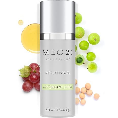 MEG 21 MEG 21 Anti-Oxidant Boost Serum for Face – Helps Reduce the Look of Dark Spots, Wrinkles & Sun-Related Skin Stress – Brightening Serum with Vitamin C–Rich Gooseberry and Patented SUPPLAMINE (1 oz) Serum