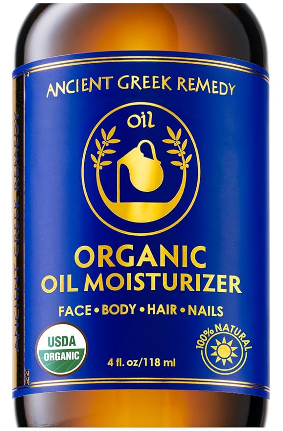 Ancient Greek Remedy Ancient Greek Remedy Body Oil - Organic After Shower Face Oil & Body Moisturizer for Dry Skin - Almond, Jojoba, Olive, Lavender, Vitamin E Oils - Natural Clean Facial Skincare for Women & Men 4 oz Moisturiser