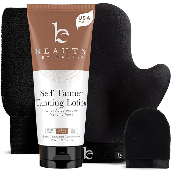 Beauty by Earth Self Tanner with Tanning Mitt - USA Made Sunless Self Tanning Lotion with Organic Ingredients Korean face wash