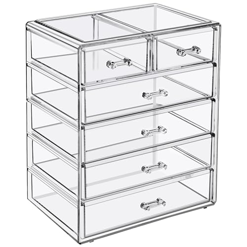 Sorbus Sorbus Acrylic Makeup Organizer Set, 6-Drawer Vanity & Countertop Cosmetic Storage with Small & Wide Drawers, Clear Makeup Storage for Brushes, Lipsticks, Jewelry – Holiday Gift for Women & Teens skincare