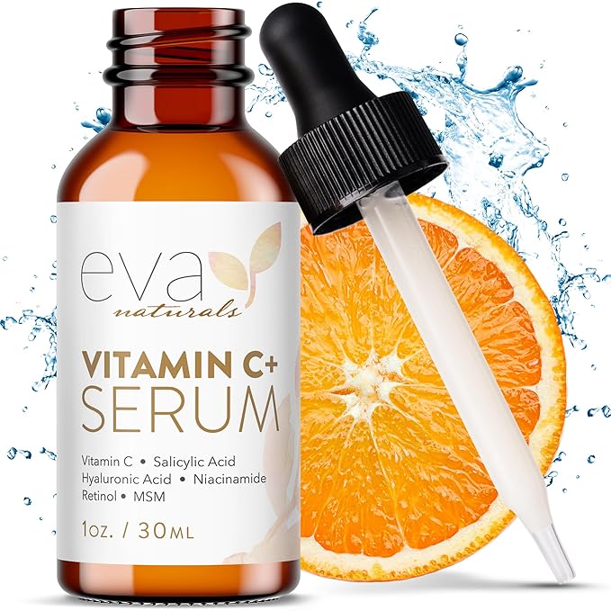 Eva Naturals Eva Naturals Vitamin C Serum for Face – Anti Aging Dark Spot Remover with Retinol, Hyaluronic Acid, Niacinamide & Salicylic Acid – Face Serum for Women for Clear, Smooth, Radiant Skin Exfoliator