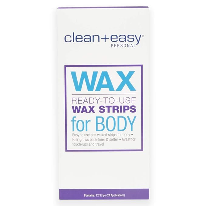 Clean + Easy Clean + Easy Pre-Wax Body Wax Strips - Ready-To-Use Hair Removal Wax Strips for Face & Body, Easy At-Home Waxing, 12 Count skincare