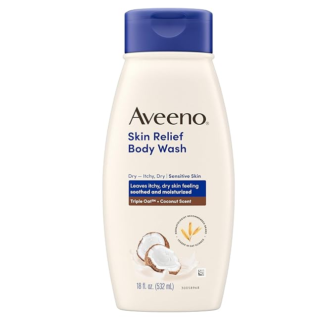 Aveeno Aveeno Skin Relief Body Wash with a Gentle Coconut Scent & Soothing Triple Oat, Cleanser for Sensitive Skin Leaves Itchy, Dry Skin Soothed & Feeling Moisturized, 18 fl. oz Water Cleanser