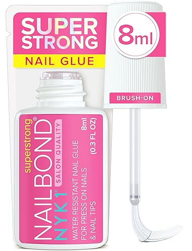 NYK1 Super Strong Nail Glue for Press On Nails, Nail Tips & Acrylic Nails (8ml) NYK1 NailBond Brush On Glue for Press Ons, Tips & Acrylics - Long Lasting, Maximum Strength, Mess-Free Application skincare