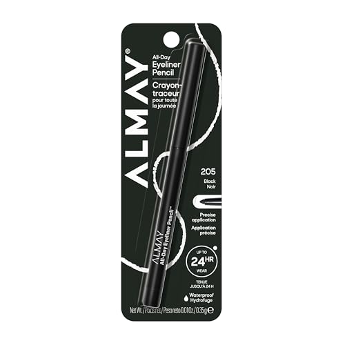 Almay Almay All-Day Eyeliner Pencil, Hypoallergenic, Cruelty-Free, Oil-Free, Fragrance-Free, Ophthalmologist Tested, Long Wearing and Water Resistant (Packaging May Vary), 205 Black, 0.01 oz skincare