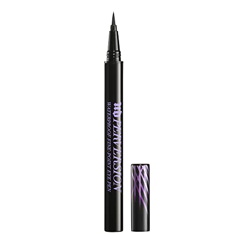 URBAN DECAY Urban Decay Perversion Waterproof Black Liquid Eyeliner - Smudge-Proof, Sweat-Proof, Transfer-Resistant, Fine-Point Eye Pen, Flexible Brush Tip, Semi-Matte Black, Precise Application, Vegan skincare