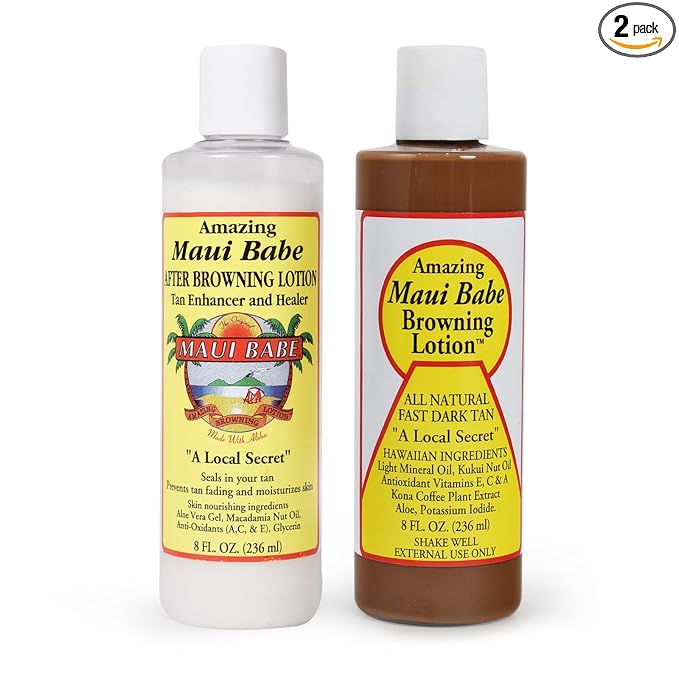 Maui Babe Maui Babe Before And After Browning Lotion, [2-Pack]- Before And After Sun Tan, Made In USA, 8 Ounces Moisturiser