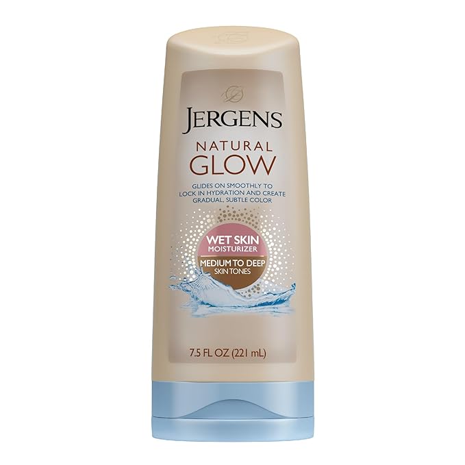 Jergens Jergens Natural Glow In Shower Lotion, Self Tanner for Medium to Deep Skin Tone, Sunless Tanning Wet Skin Lotion for Gradual, Flawless Color, 7.5 Ounce (Packaging May Vary) Korean face wash