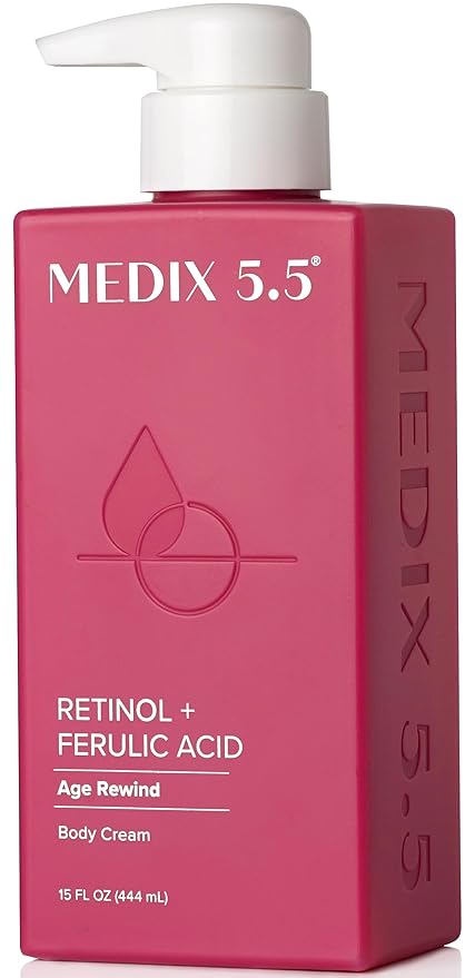 Medix 5.5 Medix 5.5 Retinol Body Lotion Firming Moisturizer | Crepey Skincare Treatment | Retinol Body Cream | Anti Aging Firming Cream For Women Targets Look Of Crepe Skin, Wrinkles, & Sagging Skin, 15 Fl Oz Exfoliator