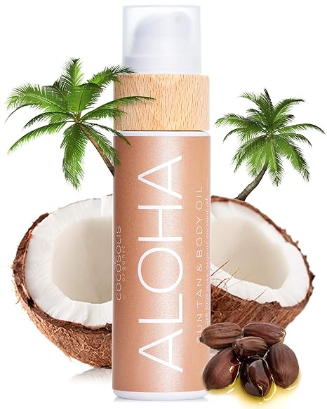 COCOSOLIS COCOSOLIS ALOHA Sun Tan & Body Oil | Organic Tanning Bed Lotion | Get Healthy Deep Chocolate Tan | Tanning Accelerator with 5 Precious Oils to Make Your Skin Glowing & Revitalized (110 ml) Moisturiser