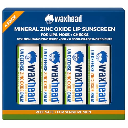 Waxhead Sun Defense Foods Waxhead Zinc Oxide Lip Balm SPF – Lip Sunscreen Chapstick with Non Nano Zinc Oxide, Mineral Sun Protection for Sensitive Skin, Kids & Adults, Reef-Safe (Mint 4 Pack) Sunscreen