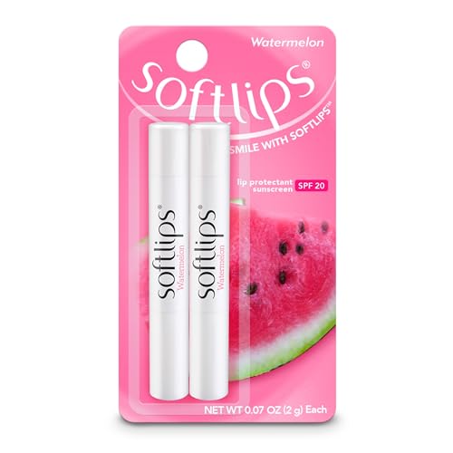 SoftLips Softlips Watermelon Lip Balm 2-Pack with SPF 20 - Juicy Hydration for Smooth, Protected Lips Sunscreen