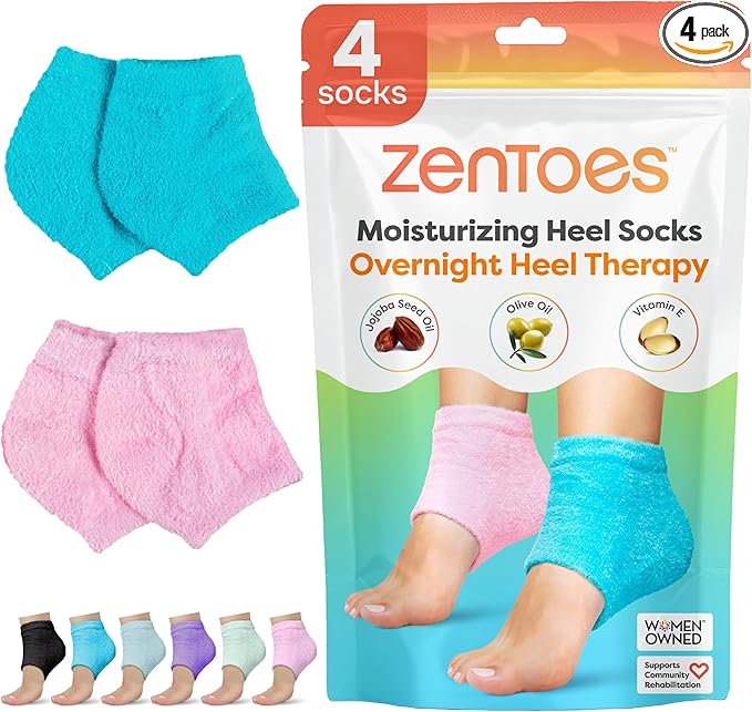 ZenToes ZenToes Moisturizing Socks for Cracked Heel Treatment, Vitamin E, Olive Oil and Jojoba Oil Infused Heel Socks, Spa Gifts for Women, Relaxation Gifts for Women(Fuzzy Blue and Pink, Regular) Korean face wash