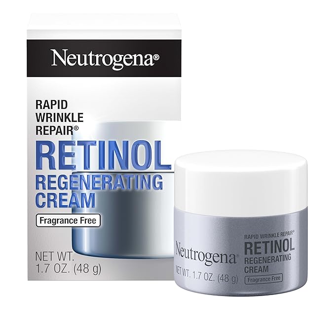 Neutrogena Neutrogena Rapid Wrinkle Repair, Retinol Face Moisturizer, Daily Anti-Aging Neck & Face Cream with Hyaluronic Acid, Retinol Cream, Fragrance-Free, Fades Fine Lines, Wrinkles and Dark Spots, 1.7 oz Moisturiser