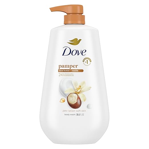 Dove Dove Body Wash with Pump Pamper Shea Butter & Vanilla for 24hr Lotion-Soft Skin Moisturizing Skin Cleanser with No Sulfates No Parabens 30.6 oz Korean face wash