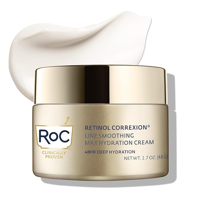 RoC RoC Retinol Correxion Max Daily Hydration Anti-Aging Face Moisturizer with Hyaluronic Acid, Oil Free Skin Care Cream for Fine Lines, Dark Spots, Post-Acne Scars, Retinol Moisturizer, 1.7 Ounces Moisturiser