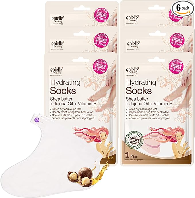 Epielle Epielle Hydrating Foot Mask 6 Pairs, Relieve and Soften with Shea Butter & Jojoba Oil, Deep Moisturizing Socks for Dry, Cracked Feet, Self Care Gifts for Women, Spa Kit, Stocking Stuffers Korean face wash