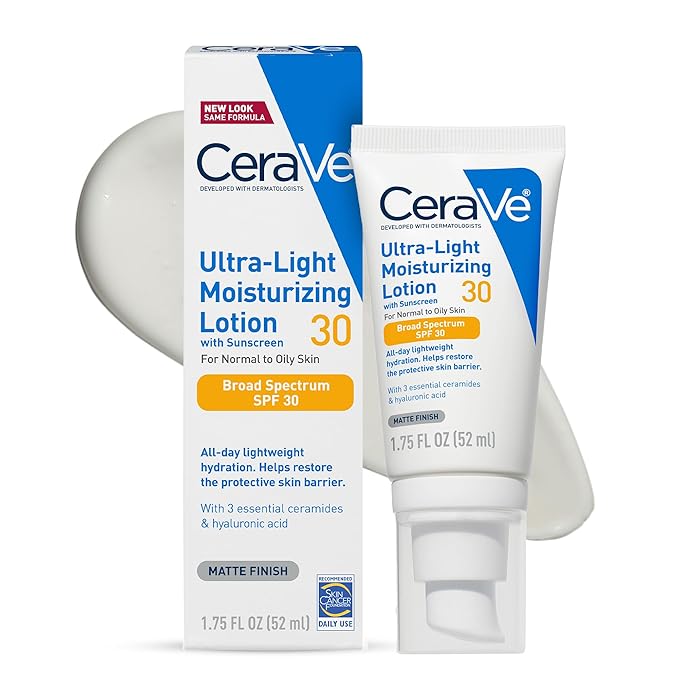 CeraVe CeraVe Ultra-Light Moisturizing Lotion With SPF 30, Daily Face Moisturizer with SPF, Formulated with Hyaluronic Acid & Ceramides, Broad Spectrum SPF, Oil Free, Matte Finish, 1.7 Ounce Korean face wash