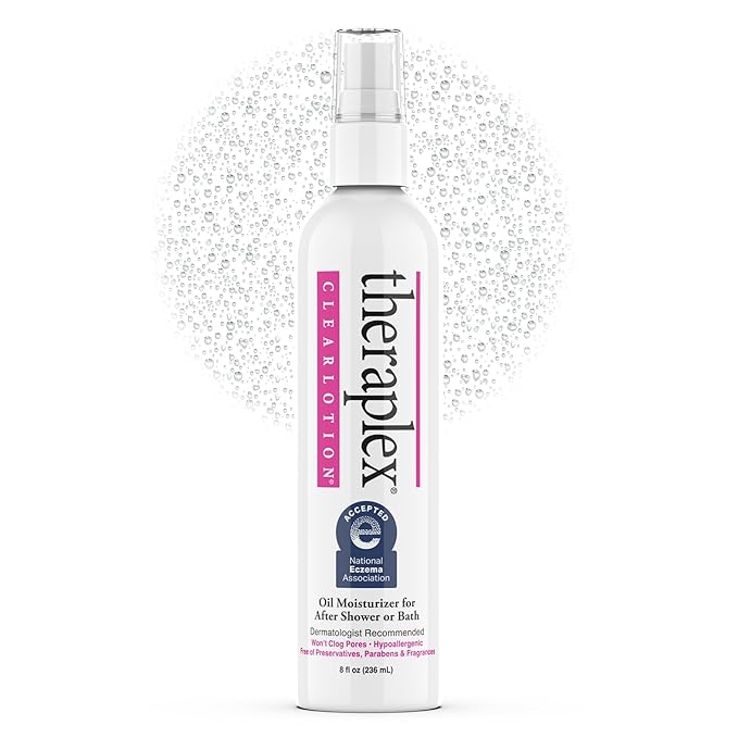 Theraplex Theraplex Clear Lotion Spray (8 oz) - Natural Jojoba Oil, No Parabens or Preservatives, Noncomedogenic and Hypoallergenic, Dermatologist recommended - National Eczema Association Seal of Acceptance Moisturiser