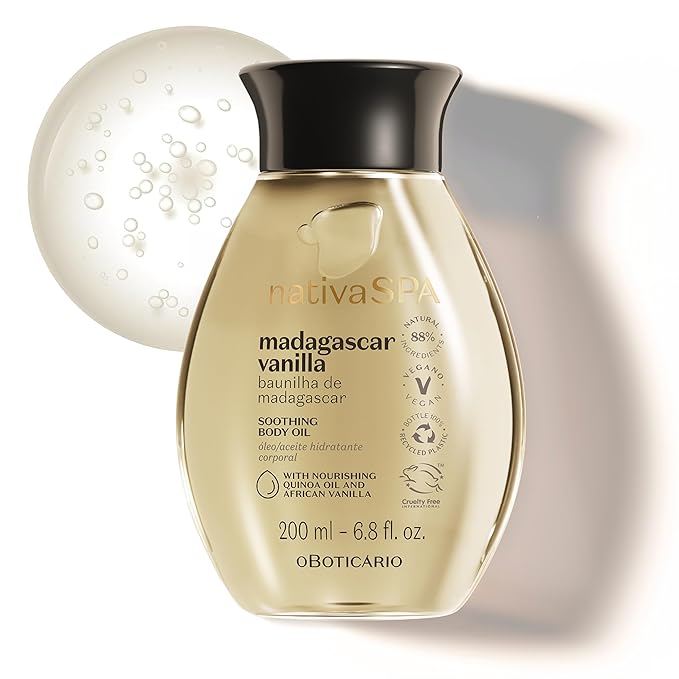 NATIVA SPA O BOTICÁRIO Nativa SPA by O Boticário, Madagascar Vanilla Body Oil, Soothing & Moisturizing, 6.8 Ounce Moisturiser