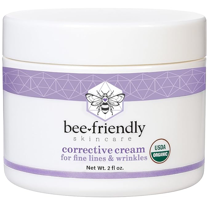 BeeFriendly BeeFriendly Organic Corrective Cream, USDA Certified Face Moisturizer Rich Revitalizing Facial Night Cream For Sensitive Skin Aids With Fine Lines, Wrinkles, Crows Feet, Eyes, Face, Neck 2 oz Moisturiser