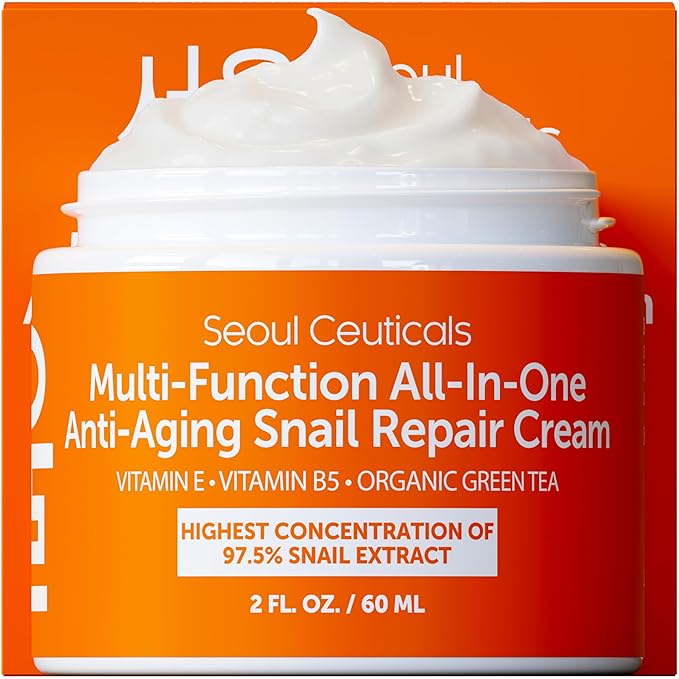 SeoulCeuticals SeoulCeuticals Snail Mucin Moisturizer 97.5% - Korean Skin Care Snail Repair Cream - Day & Night Anti Aging K Beauty Skincare Cruelty Free 2oz Korean face wash