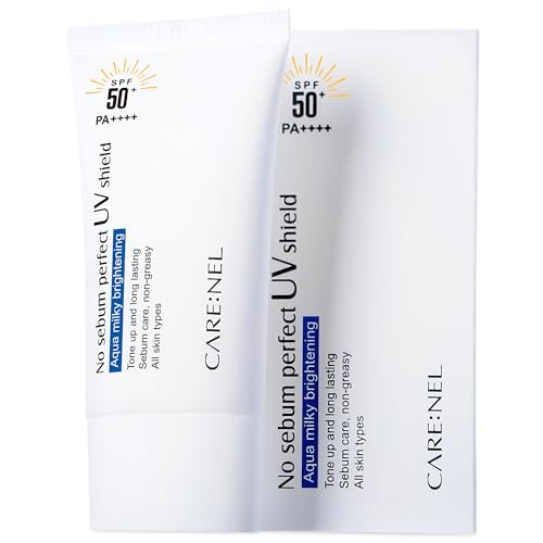CARE:NEL Korean Sunscreen for face Spf 50 Face Lotion - No Sebum Sunblock Waterproof - Korean Skin Care Suncream for Women, Men, Kids and Baby - for Sensitive Skin oily skin - Small Travel Size Body Sunscreen