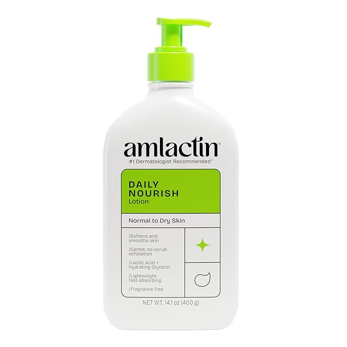 AmLactin AmLactin Daily Nourish Therapeutic Body Lotion for Dry Skin - No-Scrub Exfoliator and Moisturizer 12% Lactic Acid Lotion, 14.1 oz (Packaging May Vary) Exfoliator