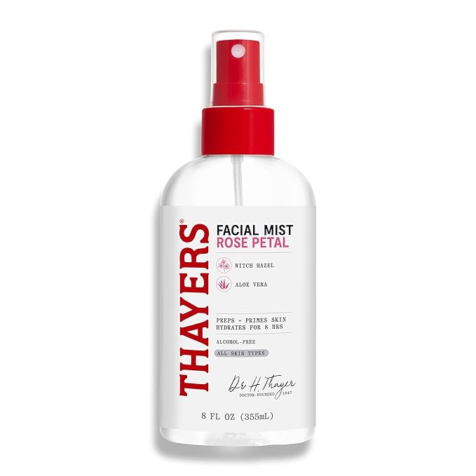 THAYERS Thayers Alcohol-Free Witch Hazel Facial Mist Toner with Aloe Vera, Rose Petal, Soothing and Hydrating, For All Skin Types, 8 oz Toner