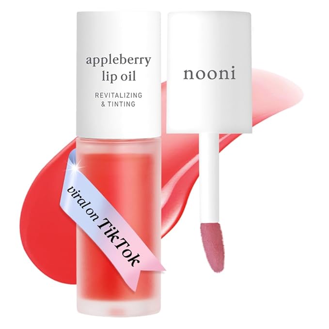 NOONI NOONI Korean Lip Oil - Appleberry | Long-Lasting, Moisturizing, Plumping, Revitalizing for Dry Lips, Waterproof, No Peel Off, Hydrating, Nourishing Crystal Clear, Stocking Stuffers, 0.12 FL Oz Korean face wash