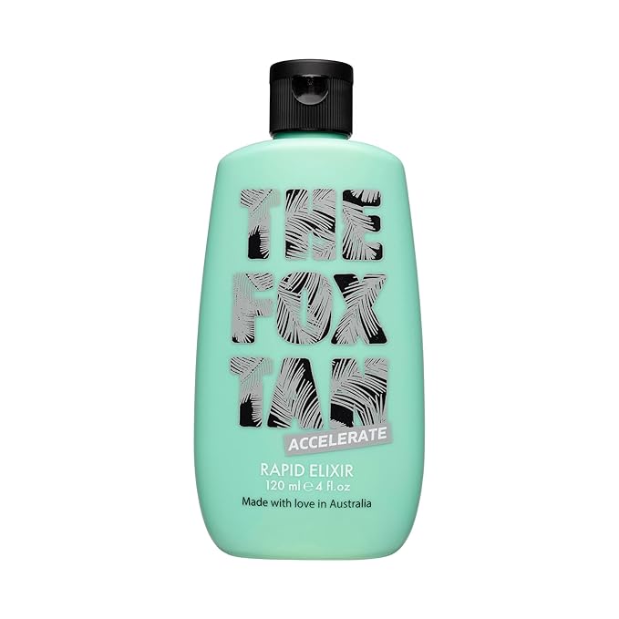 THE FOX TAN The Fox Tan Rapid Tanning Elixir, Natural Tanning Accelerator Lotion For Darker & Faster Tans, Creates Flawless Tan Skin, Vegan & Cruelty-Free, 120mL Moisturiser