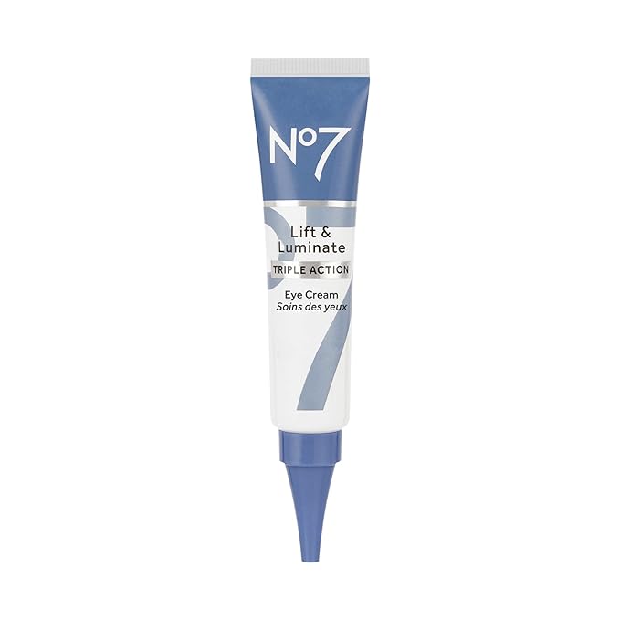No7 No7 Lift & Luminate Triple Action Under Eye Cream - Dark Circles Under Eye Treatment with Vitamin C & Collagen Peptide Technology - Helps Reduce Puffiness, Bags & the Appearance of Wrinkles (0.5 Oz) Eye Cream
