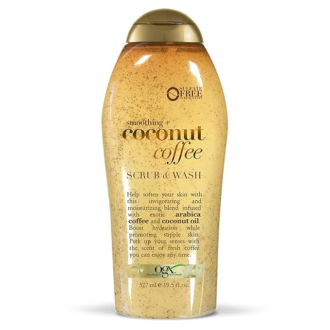 OGX OGX Smoothing + Coconut Coffee Exfoliating Body Scrub with Arabica Coffee & Coconut Oil, Moisturizing Body Wash for Dry Skin, Paraben-Free with Sulfate-Free Surfactants, 19.5 Fl Oz Korean face wash