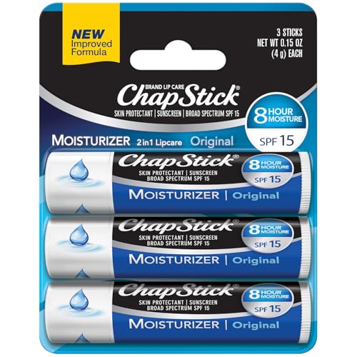 ChapStick ChapStick Moisturizer 2-in-1 Lipcare SPF 15, Original, 3-Pack – Sunscreen Lip Balm with Aloe Vera and Vitamin E, 0.15 Ea Sunscreen