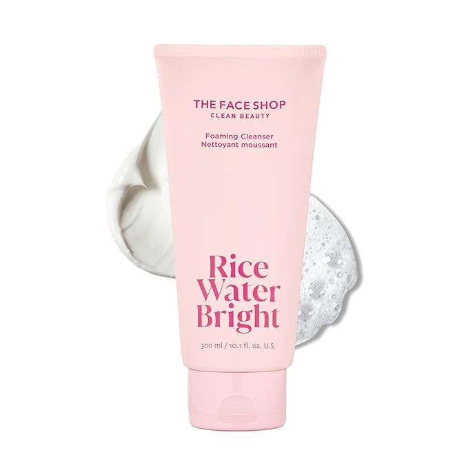 The Face Shop The Face Shop Rice Water Bright Foaming Facial Cleanser with Ceramide, Gentle Face Wash for Hydrating & Moisturizing, Vegan Face Cleanser, Makeup Remover, Korean Skin Care for All Skin Types, 300ml Korean Water Cleanser