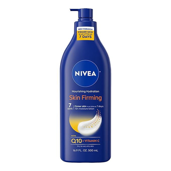 NIVEA NIVEA Nourishing Hydration Skin Firming Body Lotion with Q10 and Vitamin C, 72-Hour Body Moisturizer for Dry to Very Dry Skin, 16.9 Fl Oz Pump Bottle Moisturiser