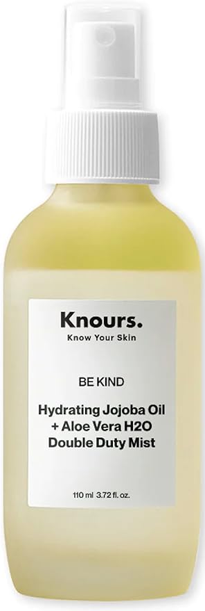 Knours. Knours Korean Hydrating Jojoba Oil + Aloe Vera H2O | Knours Be Kind Face Mist Spray | Vegan Squalane | Dry, Sensitive Skin | for Redness |110ml/3.72fl oz Exfoliator