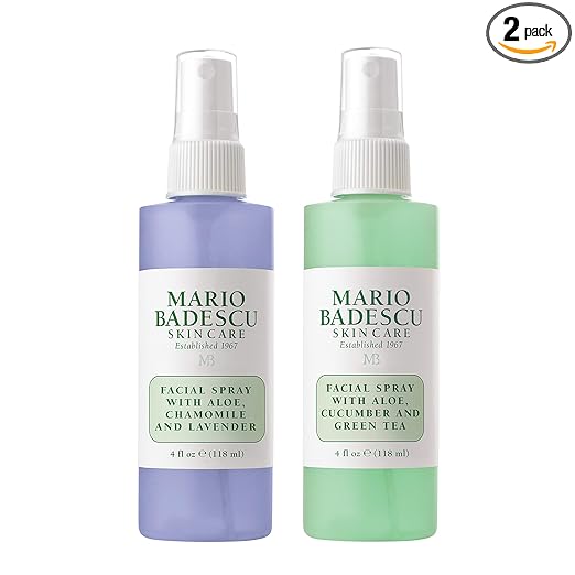 Mario Badescu Facial Spray Duo - Includes Aloe, Chamomile & Lavender PLUS Aloe, Cucumber & Green Tea Toner for Face, Neck or Hair - Cooling and Hydrating Face Mist for All Skin Types, Dewy Finish Toner