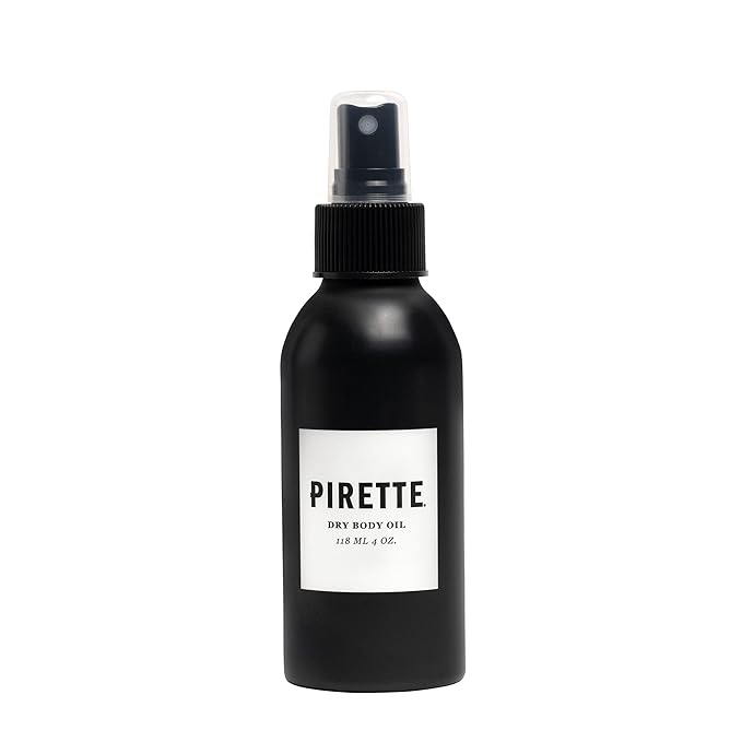 PIRETTE PIRETTE Dry Body Oil Spray for Hair & Body, Hydrating After Shower Oil Mist with Fractionated Coconut Oil & Vitamin E, Lightweight & Non Greasy Moisturizer for Smooth Glowing Skin, 4 fl oz Exfoliator