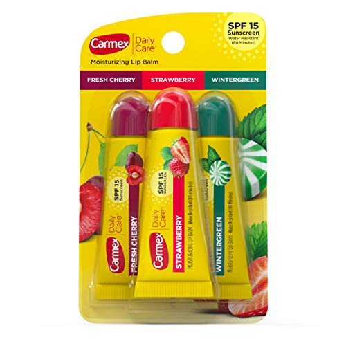 Carmex Carmex Daily Care Moisturizing Lip Balm Pack, Lip Balm With Sunscreen in Fresh Cherry, Strawberry and Wintergreen -0.35 Ounce (Pack of 3) Sunscreen