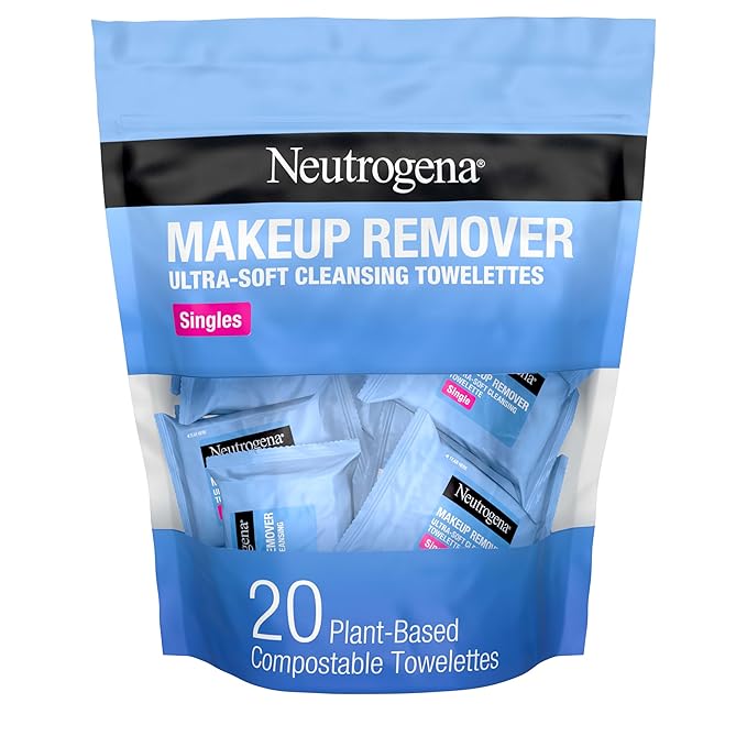 Neutrogena Neutrogena Makeup Remover Wipes, Daily Single Face Cleansing Towelettes, Makeup Removing Cleansing Wipes Removes Dirt & Oil, Alcohol-Free Face Towelettes, 20 ct skincare