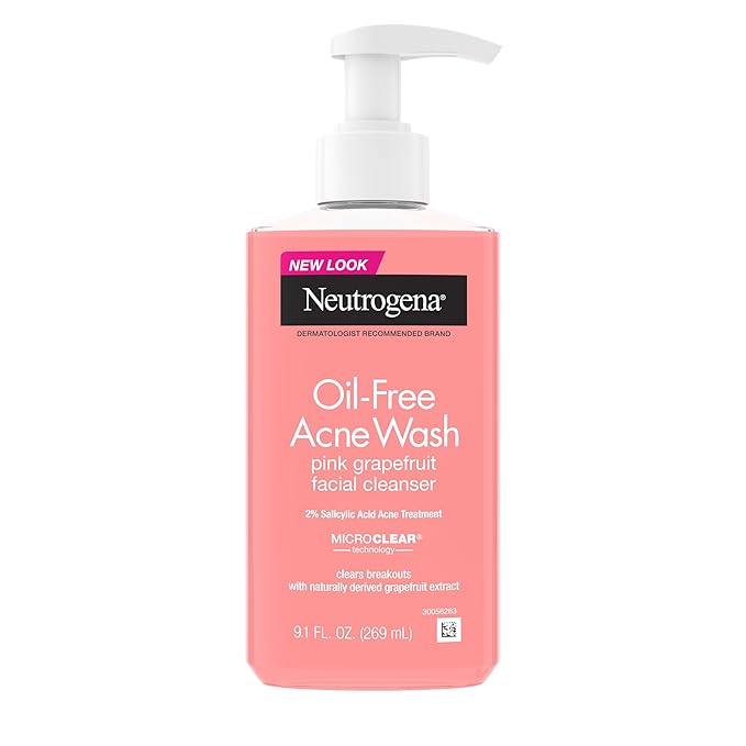 Neutrogena Neutrogena Oil-Free Acne Wash Pink Grapefruit Facial Cleanser - with Salicylic Acid for Clear Skin, Daily Face Wash for Oily & Acne-Prone Skin, Deep Cleansing Treatment, 9.1 fl. oz. Bottle Korean face wash